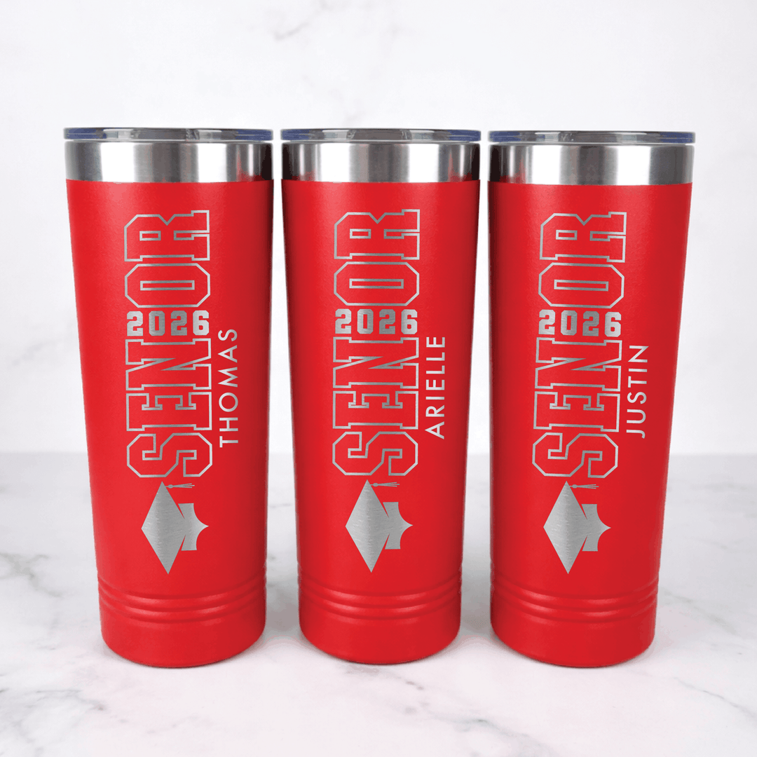 Senior Grad Year Custom Tumbler | Graduation Gift | Engraved Skinny Tumbler