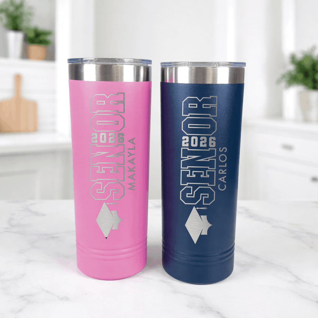 Senior Grad Year Custom Tumbler | Graduation Gift | Engraved Skinny Tumbler