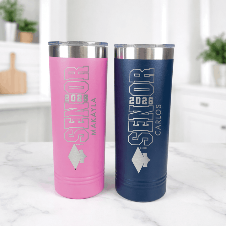 Senior Grad Year Custom Tumbler | Graduation Gift | Engraved Skinny Tumbler