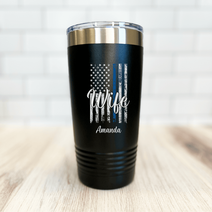 Police Wife Flag Personalized Tumbler