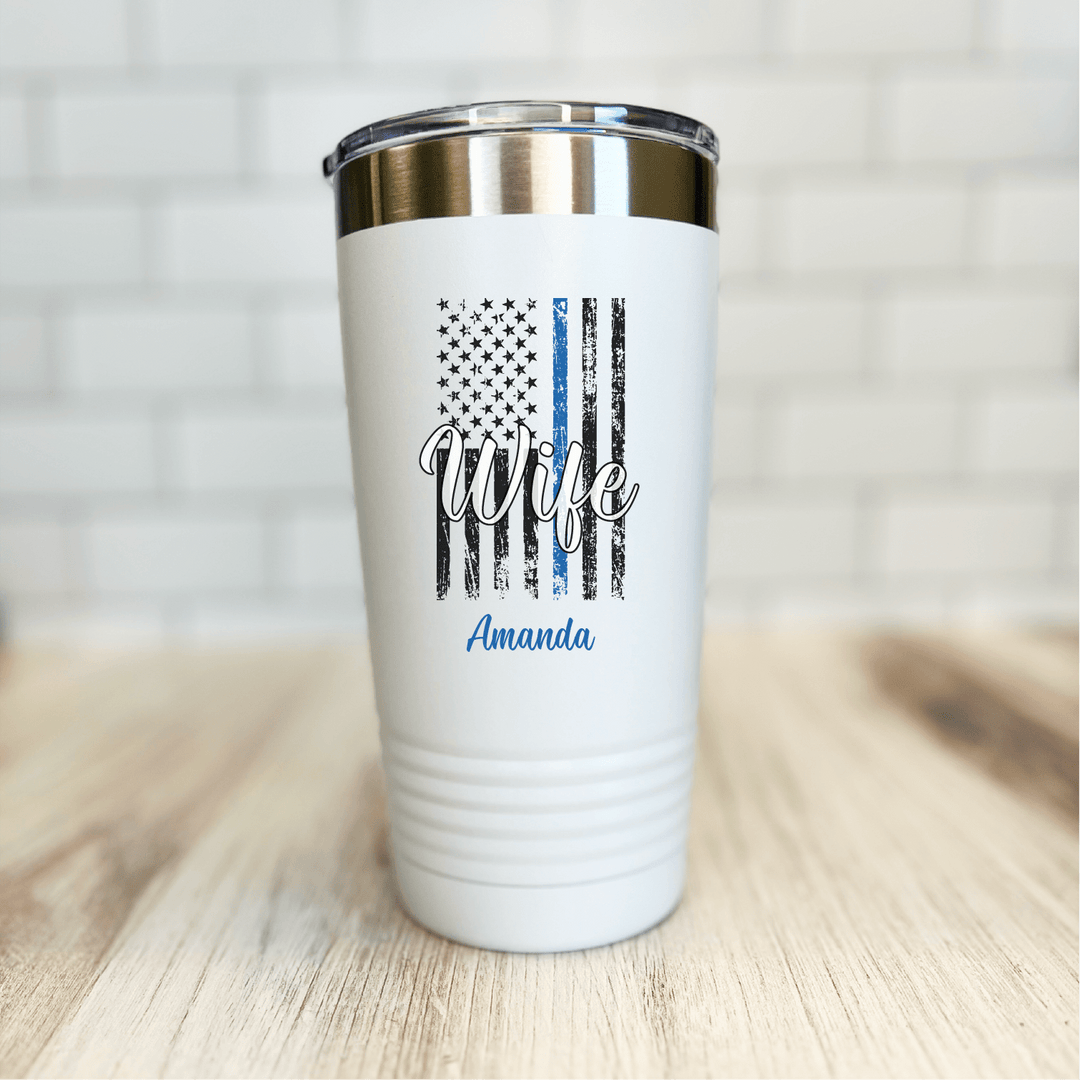 Police Wife Flag Personalized Tumbler