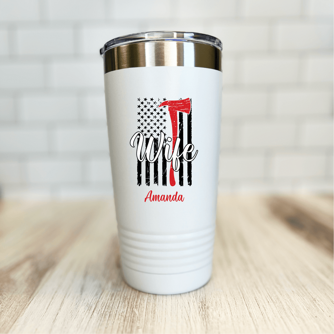 Firefighter Wife Flag Personalized Tumbler