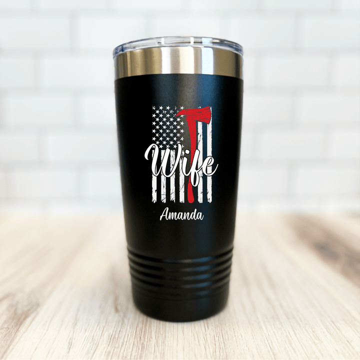 Firefighter Wife Flag Personalized Tumbler