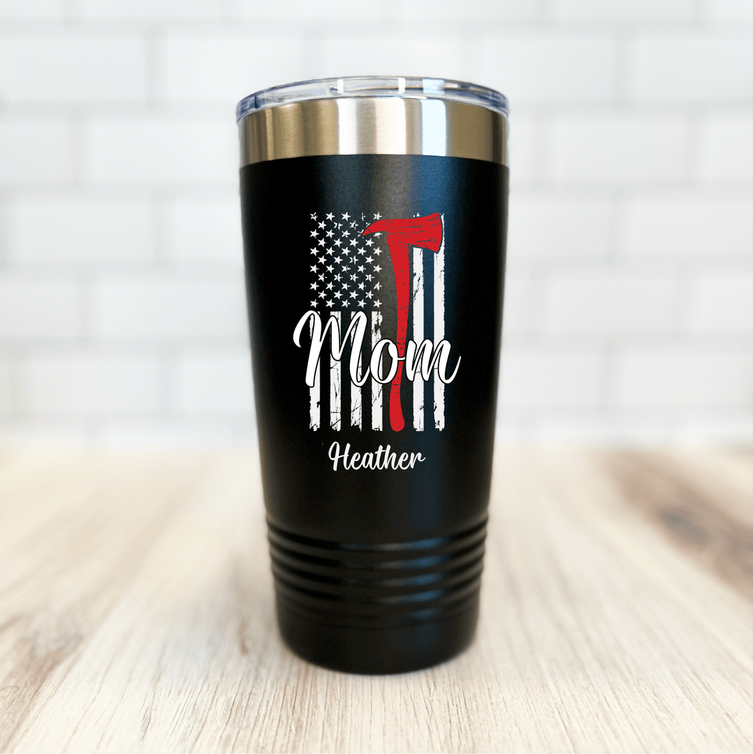 Firefighter Mom Flag Personalized Tumbler