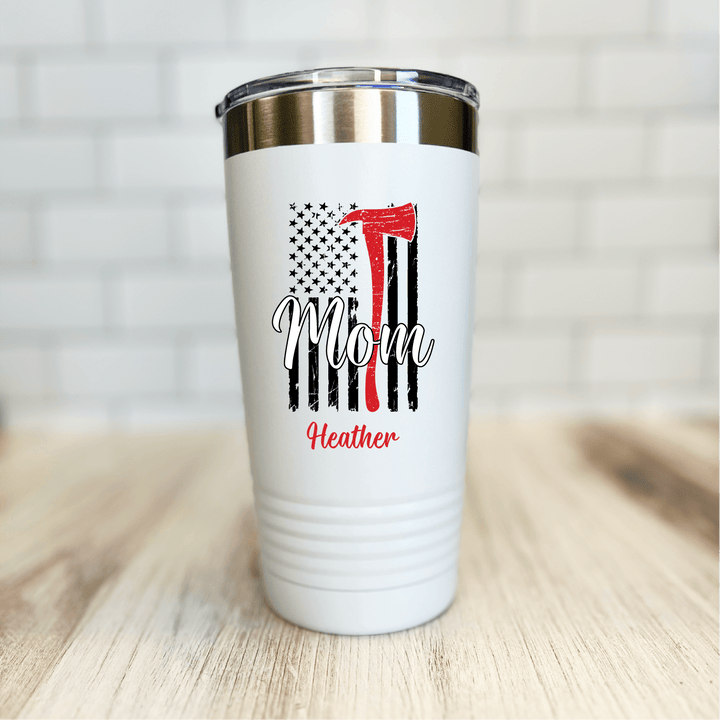 Firefighter Mom Flag Personalized Tumbler