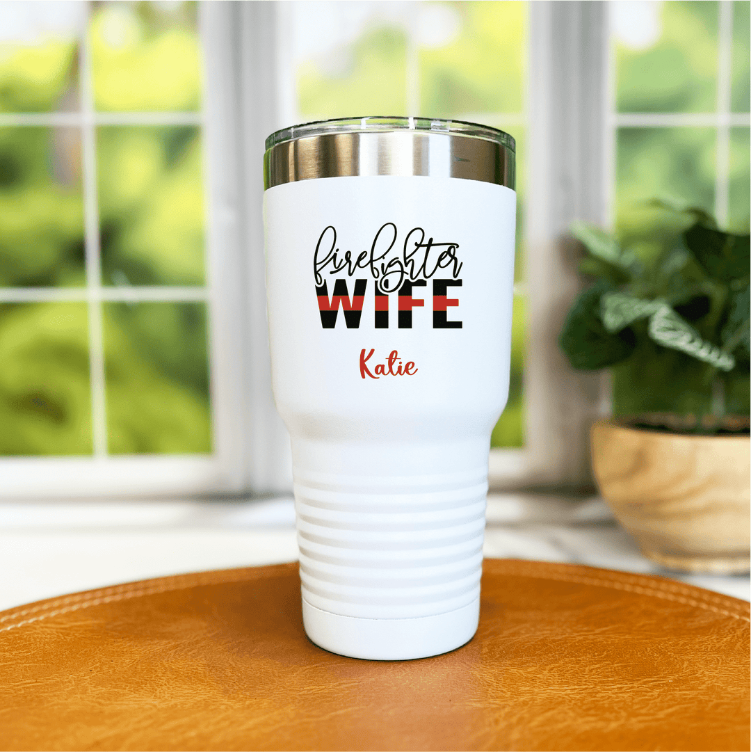 Thin Red Line Firefighter Wife Tumbler