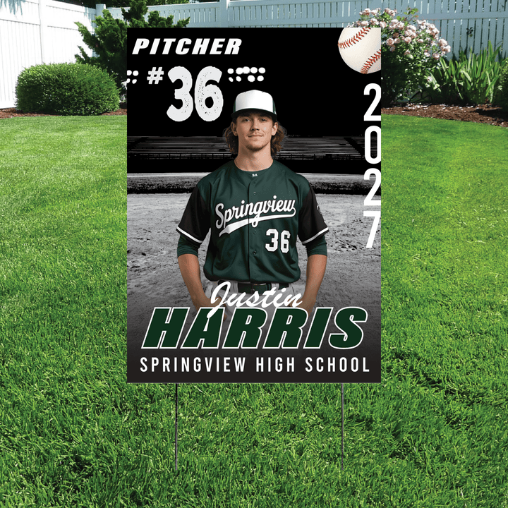 Vertical Custom Baseball Athlete Yard Signs