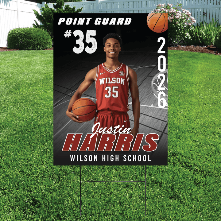 Custom basketball player yard sign featuring Point Guard 